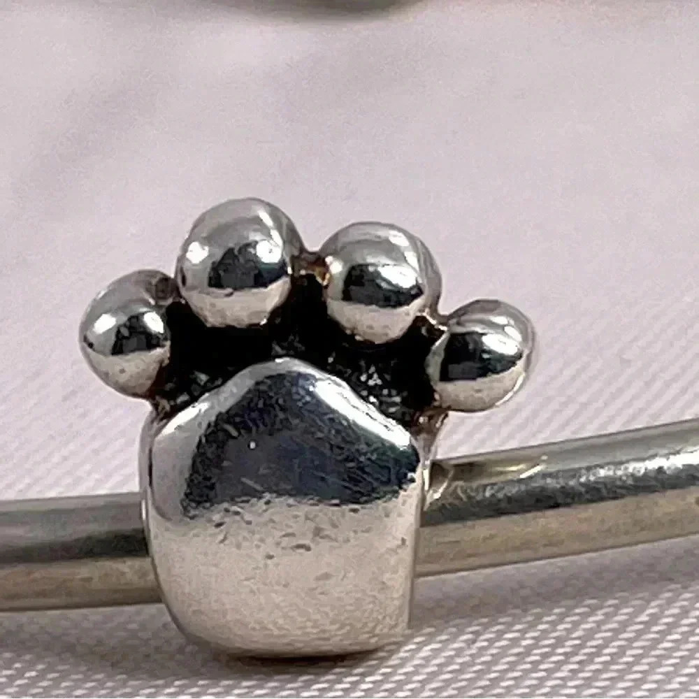 Chamilia Paw Print 925 Sterling Silver Charm Threaded Stamped‎ Animal